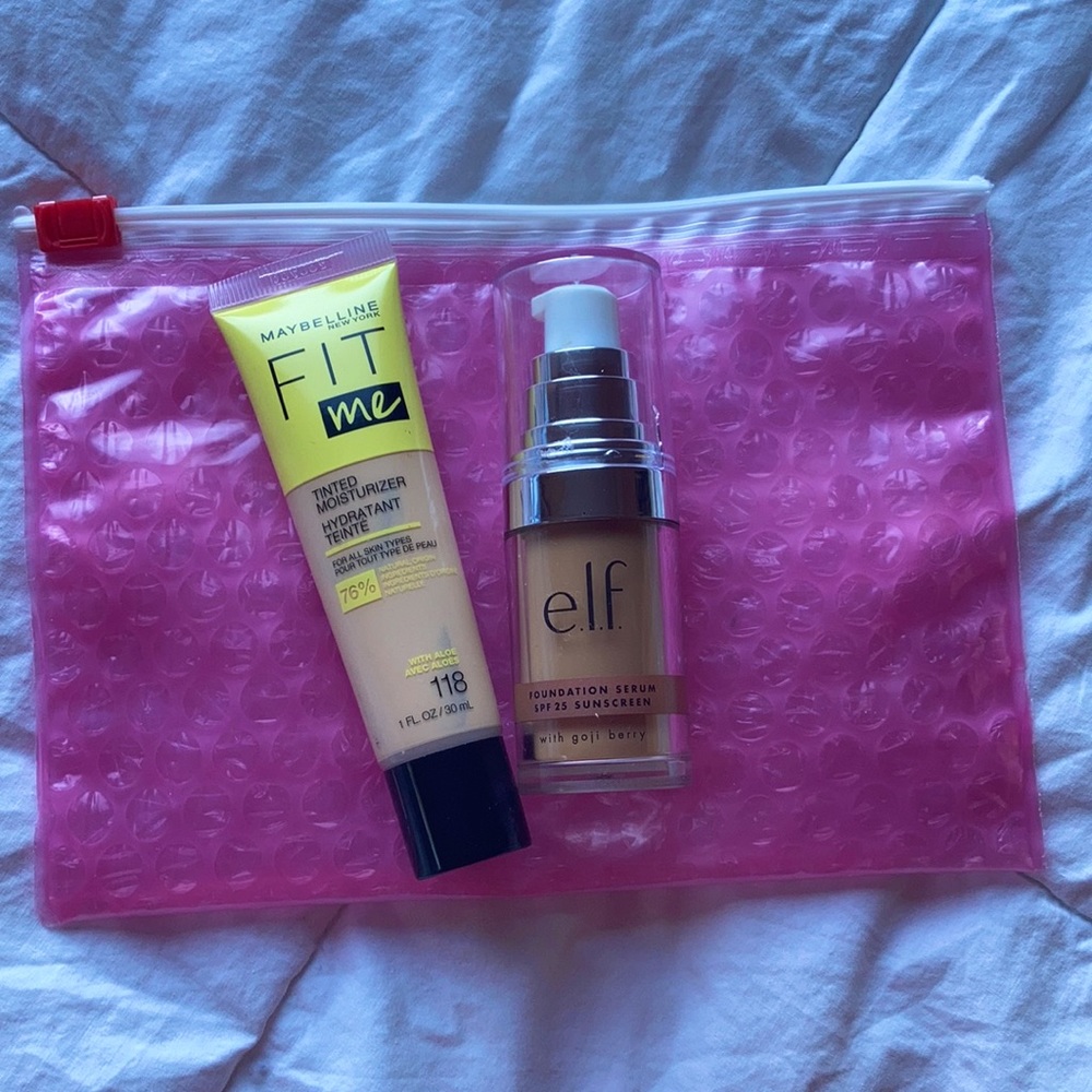 Drugstore Skin Tint Bundle for Light / Medium Warm Skin & Glossier Pouch